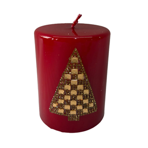 Vela Decorativa Árvore Natal Parafina Vermelha Pequena