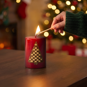 Vela Decorativa Árvore Natal Parafina Vermelha Pequena