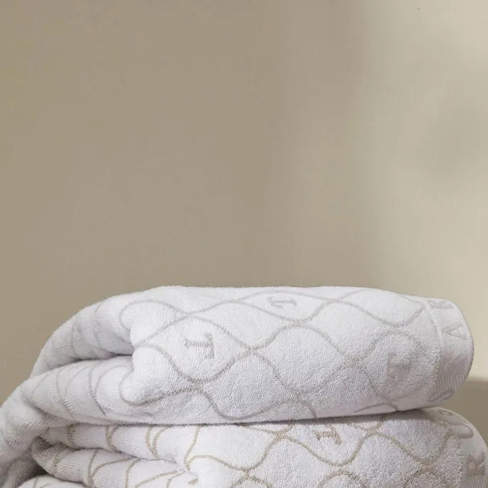 Toalha Rosto Speciale Jacquard Fio Tinto Branco / Gelo Trussardi