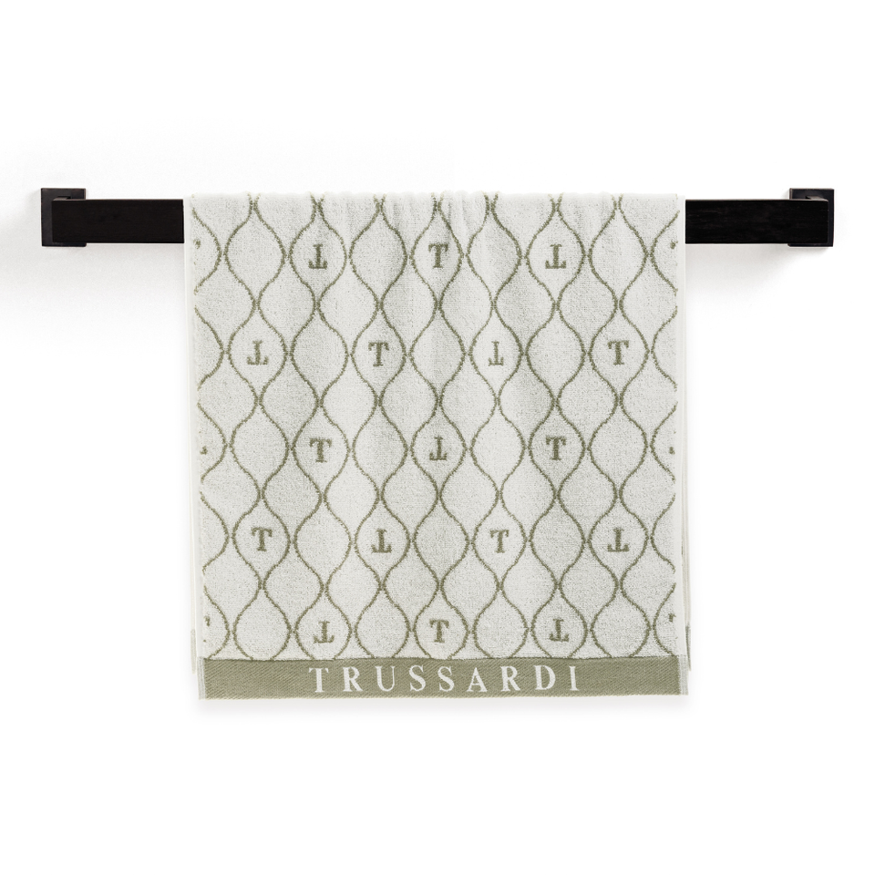 Toalha Rosto Speciale Jacquard Fio Tinto Branca / Pistacchio Trussardi
