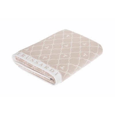 Toalha Rosto Speciale Jacquard Fio Tinto Nocciola / Branca Trussardi