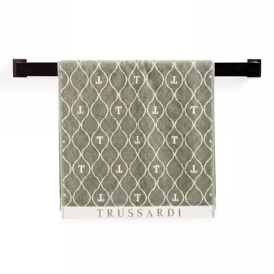 Toalha Rosto Speciale Jacquard Fio Tinto Pistacchio / Branco Trussardi