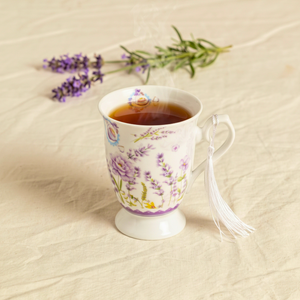 Caneca Lavanda Cerâmica com Caixa Laço 300ml
