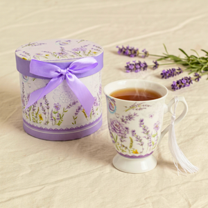 Caneca Lavanda Cerâmica com Caixa Laço 300ml