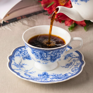 Jogo 6 Xícaras de Café com Pires Cerâmica Azul de Provence 120ml