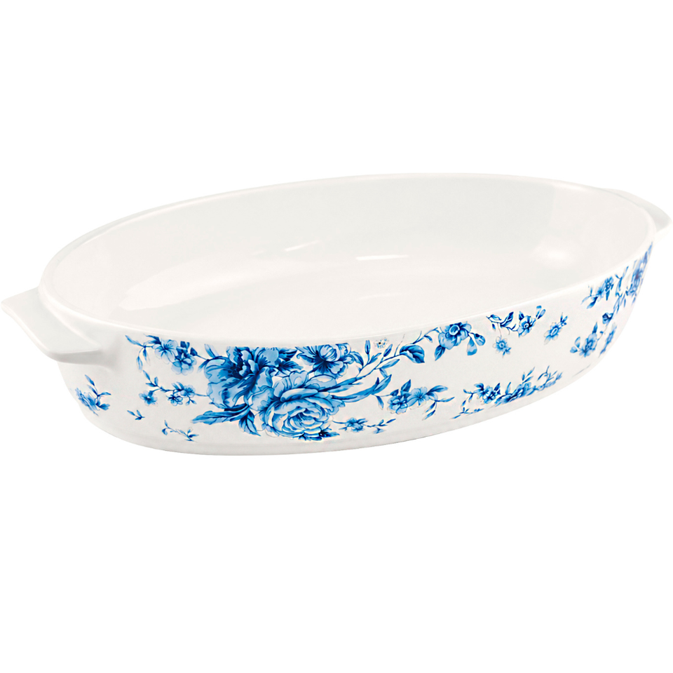 Travessa Oval Refratária Cerâmica Azul de Provence Grande