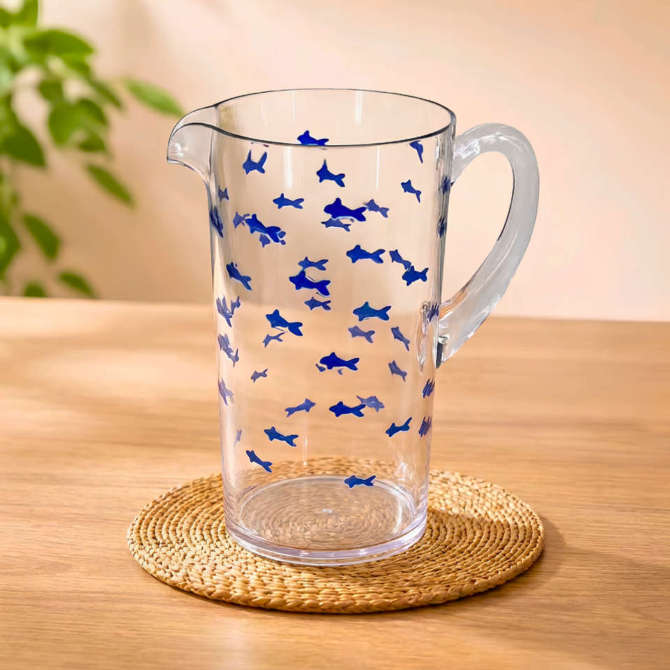 Jarra Acrílico Incolor com Peixes Azuis 2L