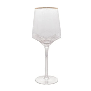 Jogo 2 Taças para Vinho Vidro Cristalino Borda Dourada Taj 600ml