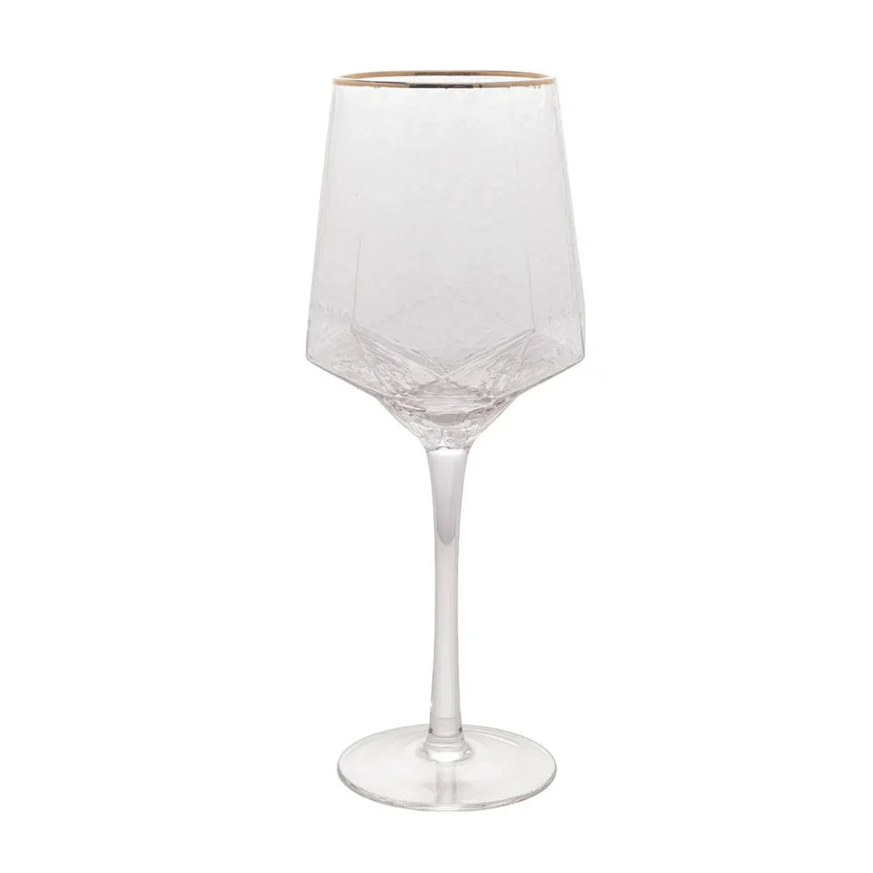 Jogo 2 Taças para Vinho Vidro Cristalino Borda Dourada Taj 600ml