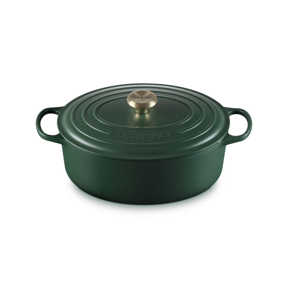 Panela Le Creuset Oval Signature Foret com Pegador Dourado 6,3L 31cm