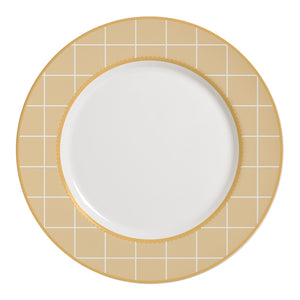 Jogo 6 Pratos Rasos Cerâmica Laços de Páscoa Amarelo 29cm Alleanza