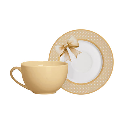 Jogo 6 Xícaras Chá Cerâmica Amareo Honey Pires Laços de Páscoa 200ml Alleanza