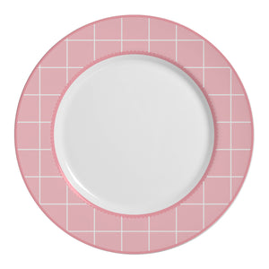 Jogo 6 Pratos Rasos Cerâmica Laços de Páscoa Rosa 29cm Alleanza