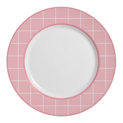 Jogo 6 Pratos Rasos Cerâmica Laços de Páscoa Rosa 29cm Alleanza