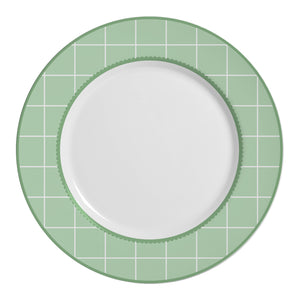 Jogo 6 Pratos Rasos Cerâmica Laços de Páscoa Verde 29cm Alleanza