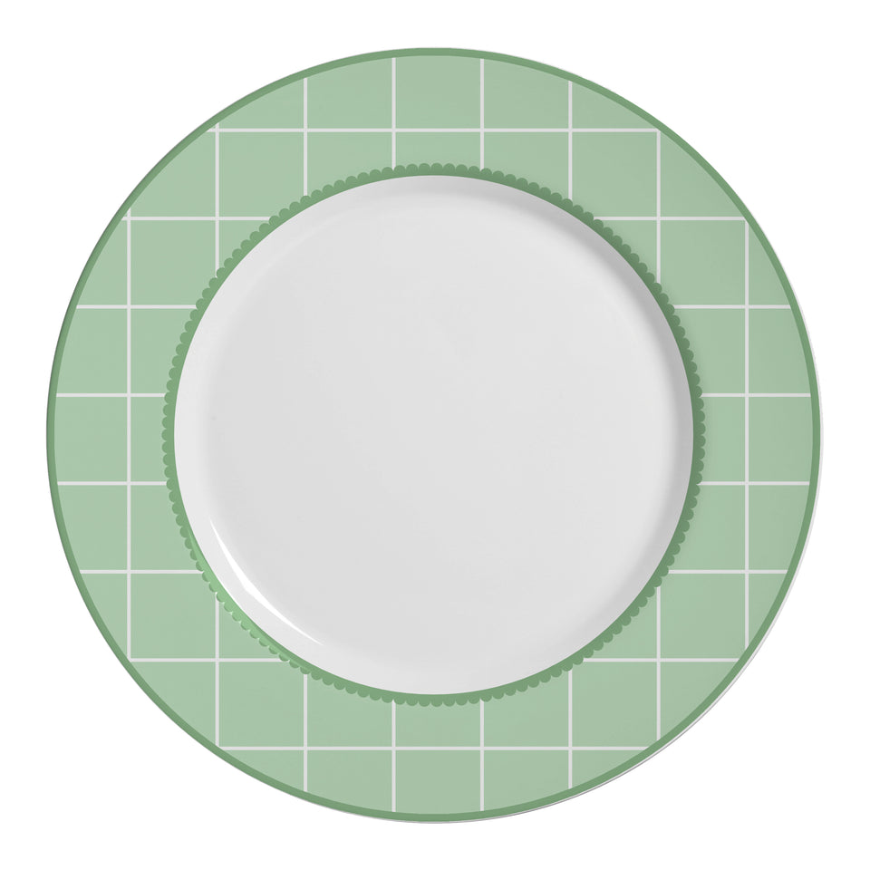 Jogo 6 Pratos Rasos Cerâmica Laços de Páscoa Verde 29cm Alleanza