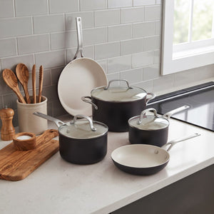 PRÉ-VENDA: Jogo de Panelas Frigideira Caçarola Alumínio 8 Peças Preto KitchenAid