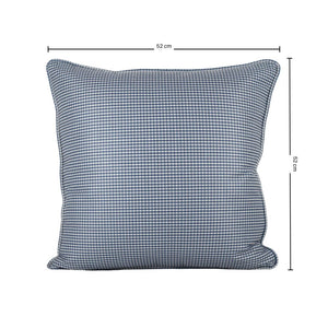 Almofada Linho 52X52 Estampa Mini Xadrez Azul Com Cordão
