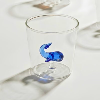 Jogo de 4 Copos Borossilicato 350ml 3D Maré Azul