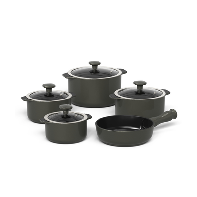 PRÉ-VENDA: Jogo de Panelas Cerâmica Slim 5 Peças Onyx Gray
