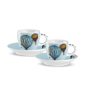 Conjunto 2 Xícaras Espresso com Pires 100ml Azul Giramondo Egan
