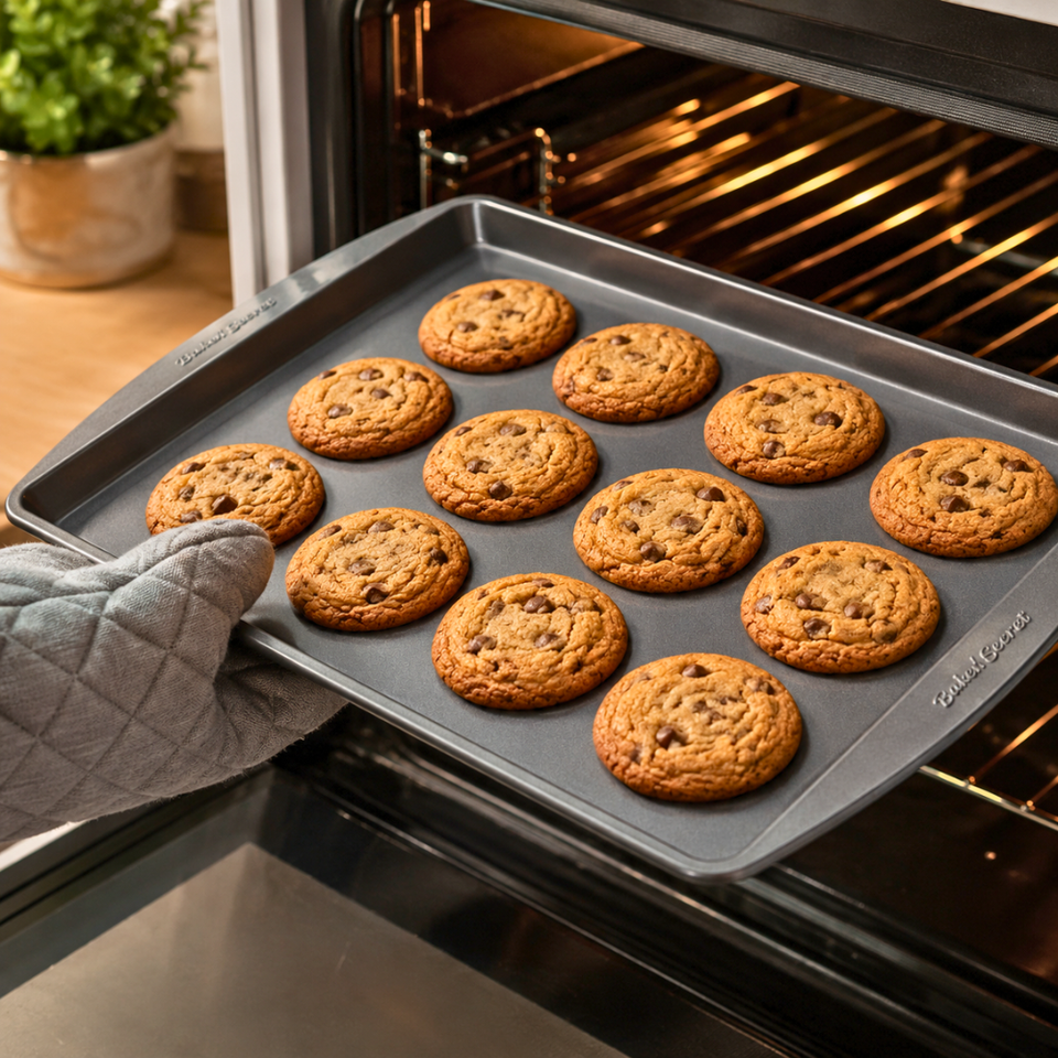 Forma Assadeira Antiaderente Cookies Biscoitos Aço Carbono Média