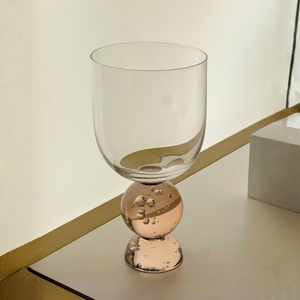 PRÉ-VENDA: Conjunto 6 Taças Vidro Base Esfera Luna Pequena Ambar Linha Sintonia 400ml