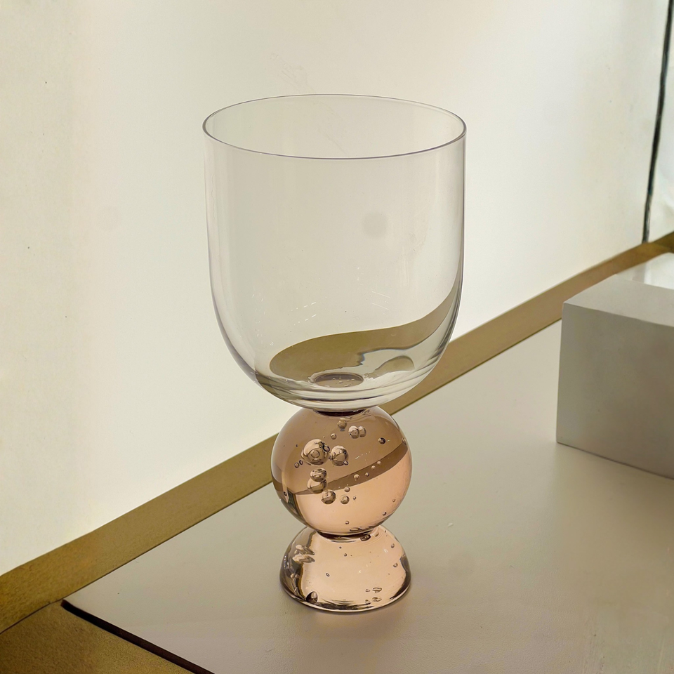 PRÉ-VENDA: Conjunto 6 Taças Vidro Base Esfera Luna Pequena Ambar Linha Sintonia 400ml