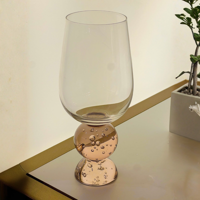 PRÉ-VENDA: Conjunto 6 Taças Vidro Base Esfera Luna Grande Ambar Linha Sintonia 500ml