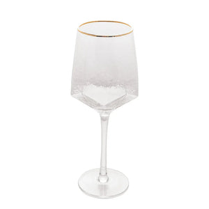 Jogo 2 Taças para Vinho Vidro Cristalino Borda Dourada Taj 600ml