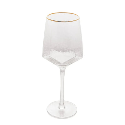 Jogo 2 Taças para Vinho Vidro Cristalino Borda Dourada Taj 600ml