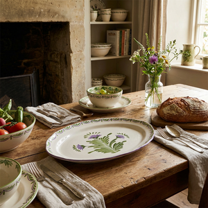 Travessa Provence Rasa Cerâmica Grande Flor de Alcachofra