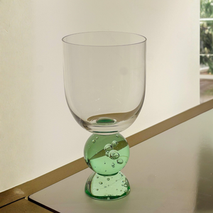 Conjunto 6 Taças Vidro Base Esfera Luna Pequena Verde Linha Sintonia 400ml