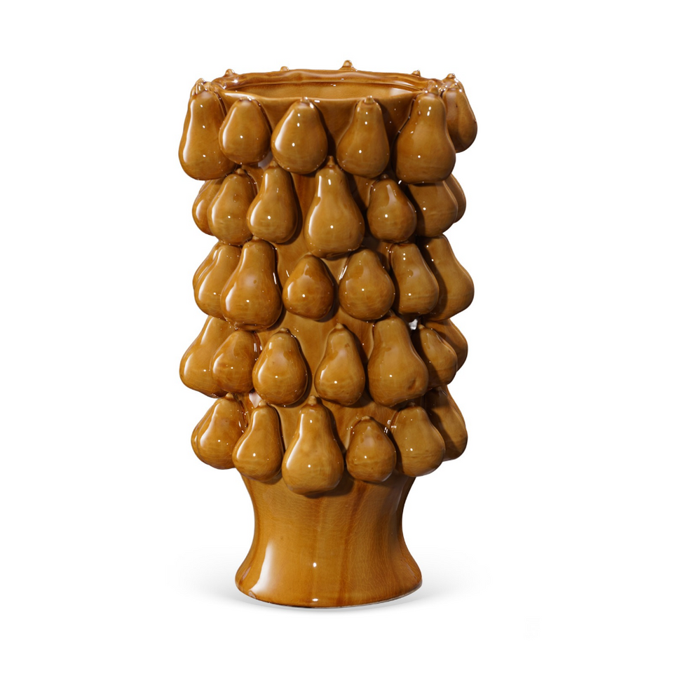 Vaso Cerâmica Peras Amarelo Mostarda 40x23,5cm