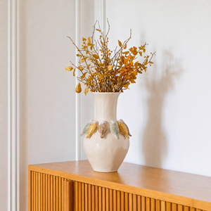 Centro de Mesa Cerâmica Branco Pássaros Alto 41cm