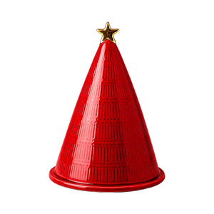 PRÉ-VENDA: Porta Panetone com Tampa Cerâmica Árvore de Natal Vermelho