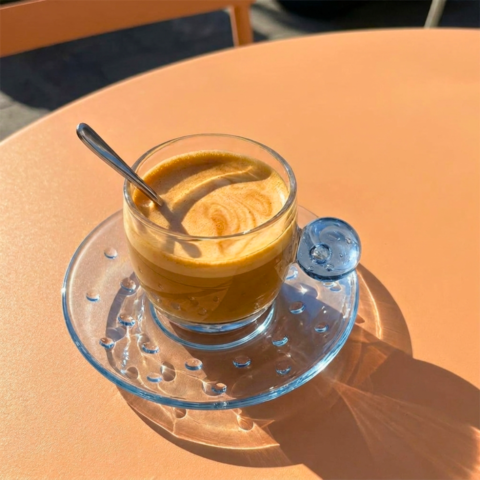 PRÉ-VENDA: Jogo de 6 Xícaras de Café Vidro Azul Linha Sintonia 120ml