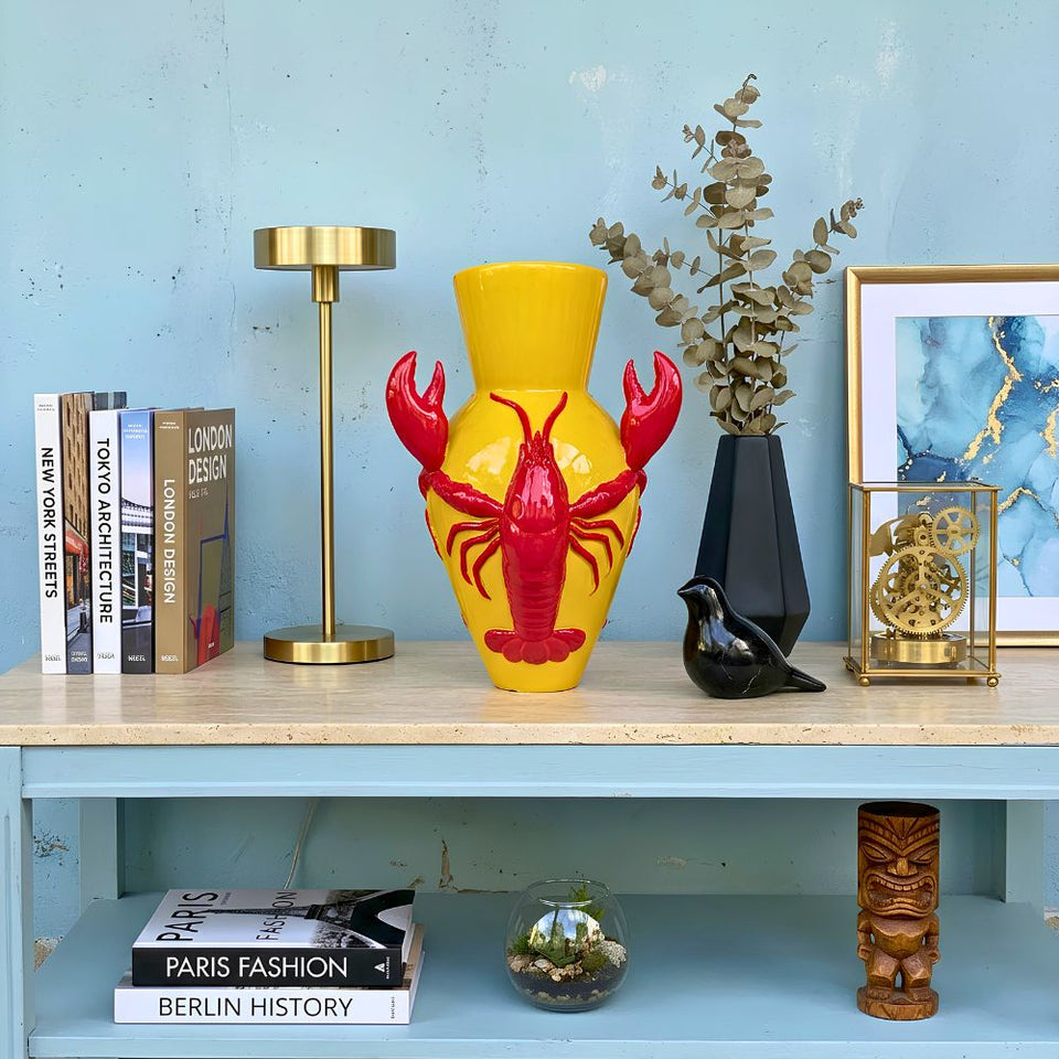 Vaso Cerâmica Lobster Amarelo Grande