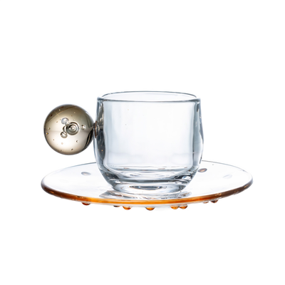 PRÉ-VENDA: Jogo de 6 Xícaras de Café Esfera Vidro Âmbar Linha Sintonia 120ml