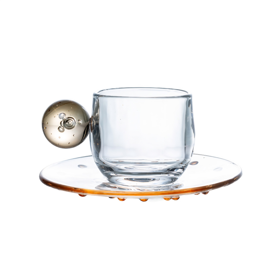 PRÉ-VENDA: Jogo de 6 Xícaras de Café Vidro Âmbar Linha Sintonia 120ml