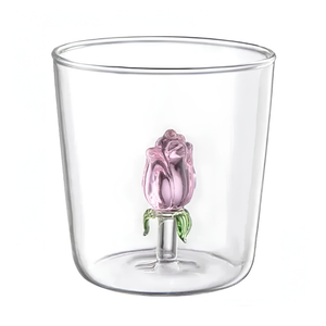 Jogo de 4 Copos Borossilicato 350ml 3D Rosa Suspensa