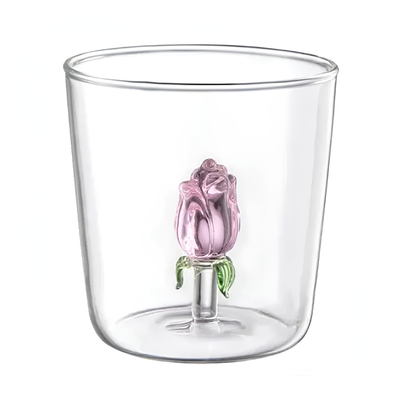 Jogo de 4 Copos Borossilicato 350ml 3D Rosa Suspensa