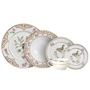 Aparelho de Jantar Cerâmica Sweet Bird Filete Ouro 30 peças Alleanza
