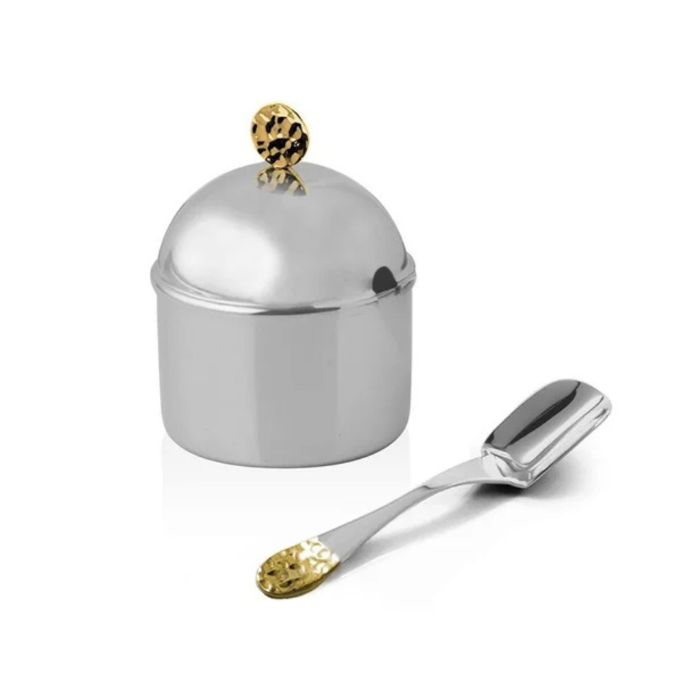 Manteigueira Ravena Nocc Inox com Detalhes em Ouro 24k com Espátula Riva