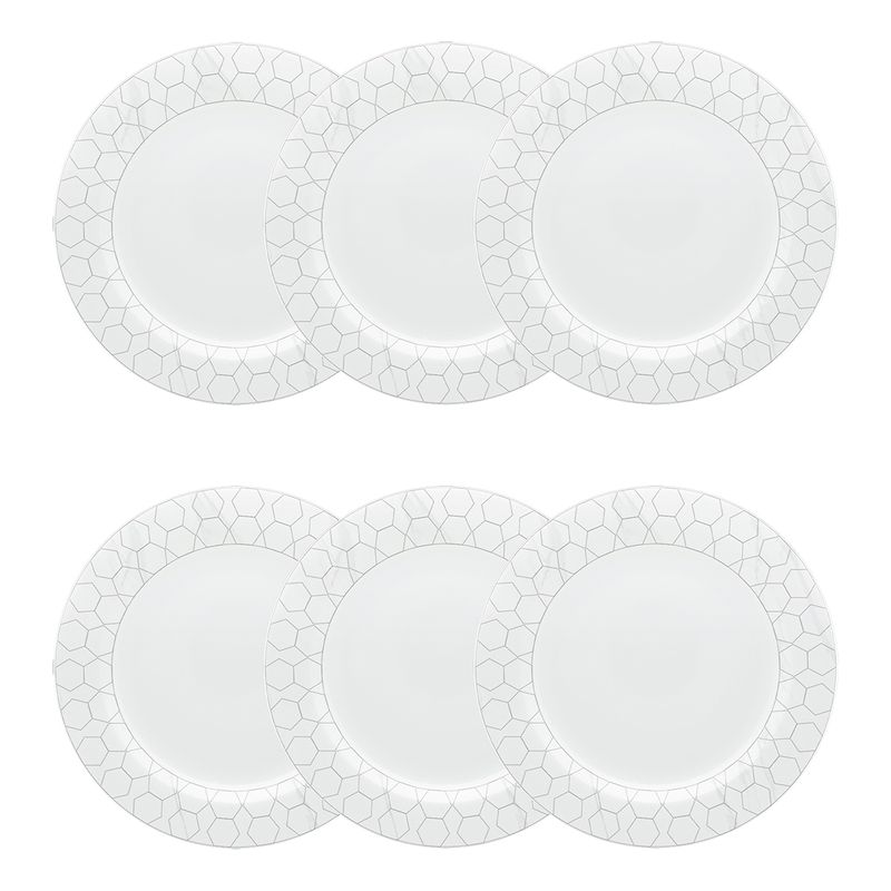 Conjunto com 6 Pratos Rasos Porcelana Mythology Apollon 28cm Strauss