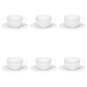 Conjunto com 6 Xícaras de Chá Porcelana Mythology Apollon 270ml Strauss