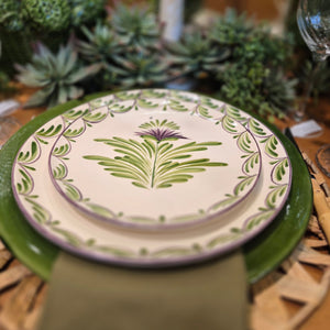 Prato Sobremesa Cerâmica Sinuoso 20cm Flor de Alcachofra