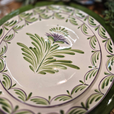 Prato Sobremesa Cerâmica Sinuoso 20cm Flor de Alcachofra