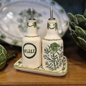 Garrafa para Azeite Relevo Flor de Alcachofra