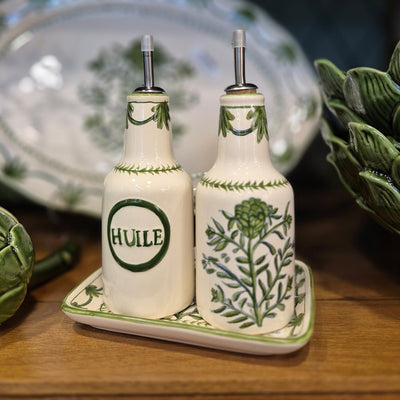 Garrafa para Azeite Relevo Flor de Alcachofra